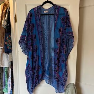 Free People Blue and Purple Kimono
